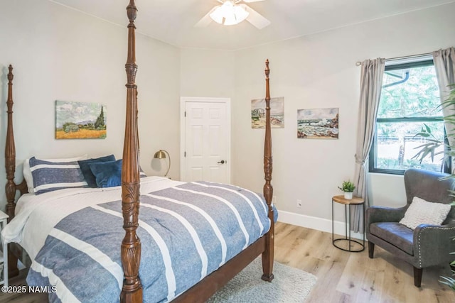 3605 N Langdale Trl, Flagstaff, AZ 86001 - bedroom with light wood-style floors, baseboards, and ceiling fan