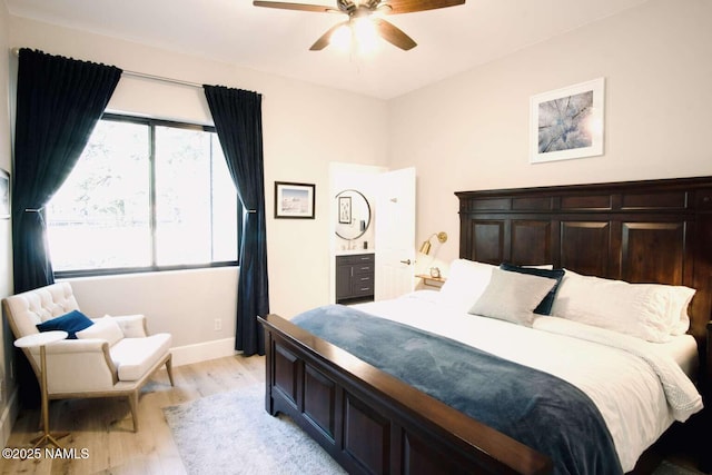 3605 N Langdale Trl, Flagstaff, AZ 86001 - bedroom featuring light wood finished floors, baseboards, and a ceiling fan