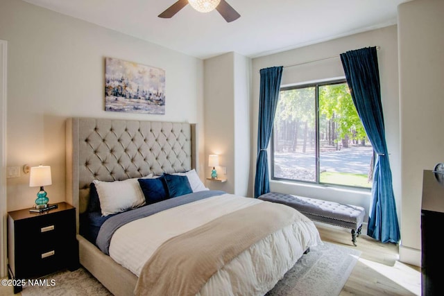 3605 N Langdale Trl, Flagstaff, AZ 86001 - bedroom with light wood finished floors and a ceiling fan