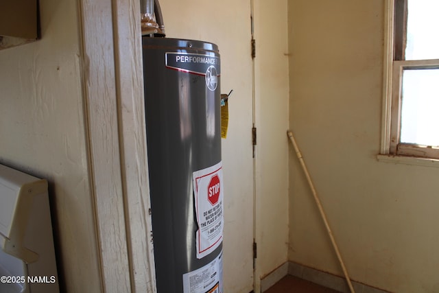 utility room with water heater