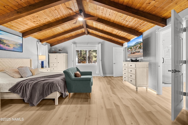 1420 N Royal Oaks Way, Flagstaff, AZ 86004 - bedroom featuring light wood finished floors, wooden ceiling, and baseboards