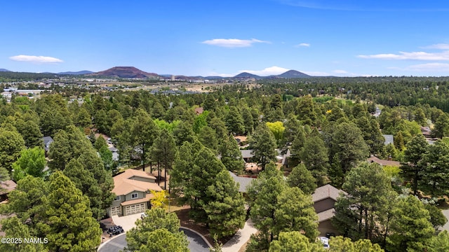 2468 N Strawberry Way, Flagstaff, AZ 86004 - drone / aerial view of a mountainous background and a heavily wooded area