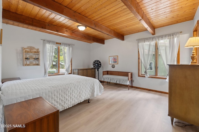 2468 N Strawberry Way, Flagstaff, AZ 86004 - bedroom featuring wood finished floors, wooden ceiling with exposed beams, and baseboards