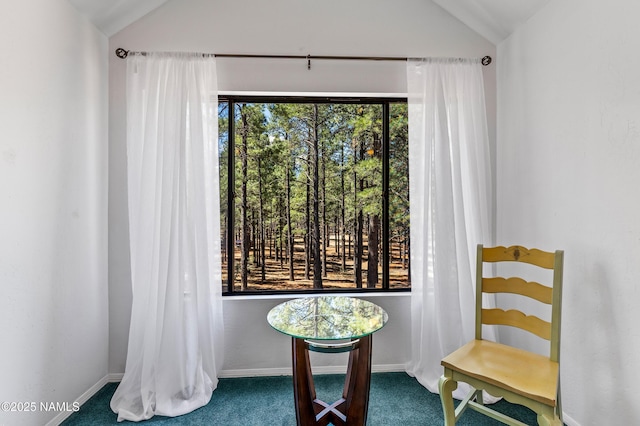 435 N Laramy Ln, Parks, AZ 86018 - living area with carpet floors, vaulted ceiling, and baseboards