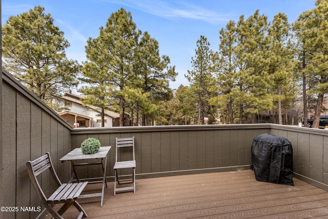 deck featuring grilling area