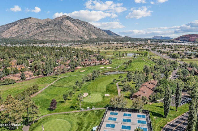 bird's eye view with a mountain view