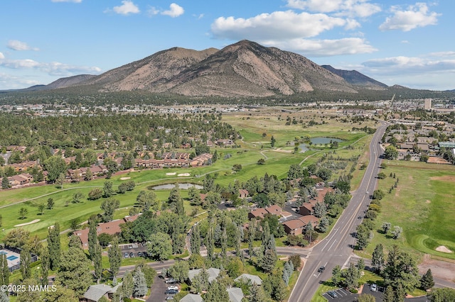 aerial view with a water and mountain view