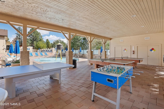 view of patio featuring exterior bar and a community pool