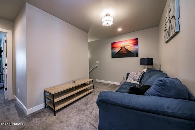 living room with carpet floors