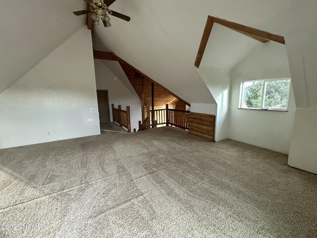 8120 N Cassity Trl, Williams, AZ 86046 - bonus room featuring ceiling fan, lofted ceiling, and carpet floors