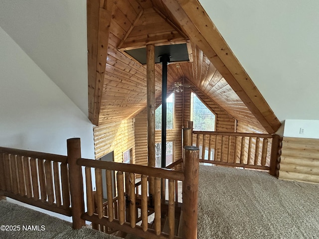 8120 N Cassity Trl, Williams, AZ 86046 - bonus room featuring log walls, carpet floors, and vaulted ceiling