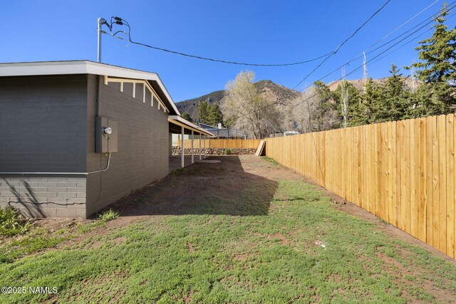3540 N Walker St, Flagstaff, AZ 86004 - view of yard with a fenced backyard and a mountain view