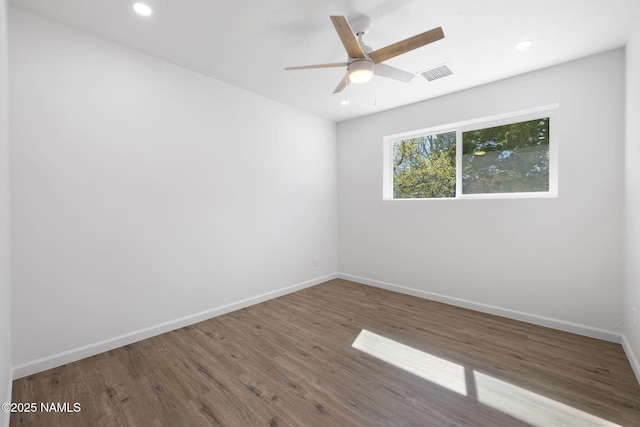3540 N Walker St, Flagstaff, AZ 86004 - unfurnished room featuring wood finished floors, visible vents, baseboards, and ceiling fan