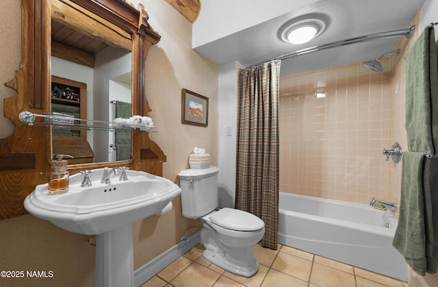 38 Cosnino Rd, Flagstaff, AZ 86004 - bathroom with tile patterned floors, toilet, and shower / bath combination with curtain