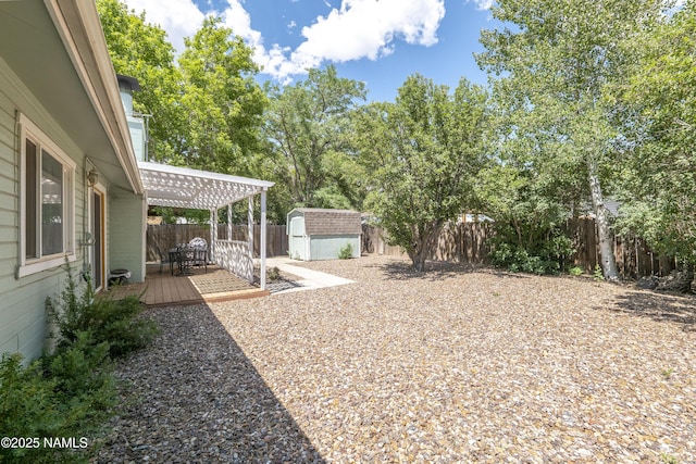 6320 N Mountaineer Rd, Flagstaff, AZ 86004 - fenced backyard with a storage shed and a deck
