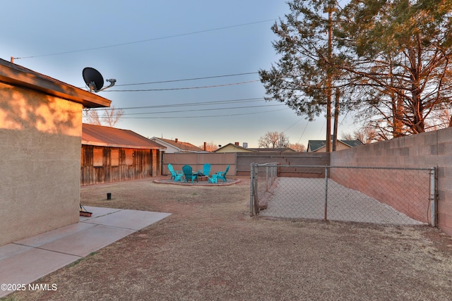 view of yard with a patio area and a fenced backyard