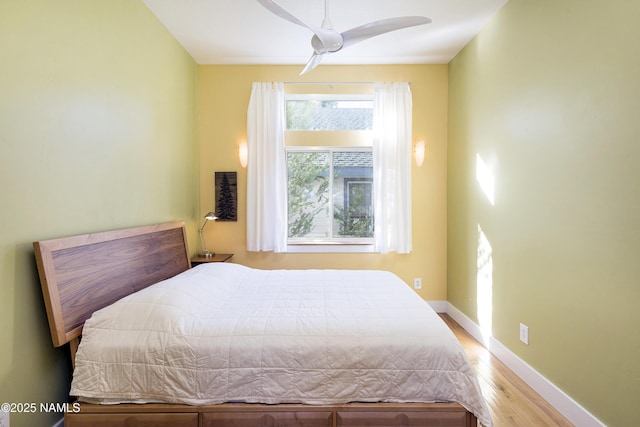 673 N Pine Cliff Dr, Flagstaff, AZ 86001 - bedroom with baseboards, a ceiling fan, and wood finished floors