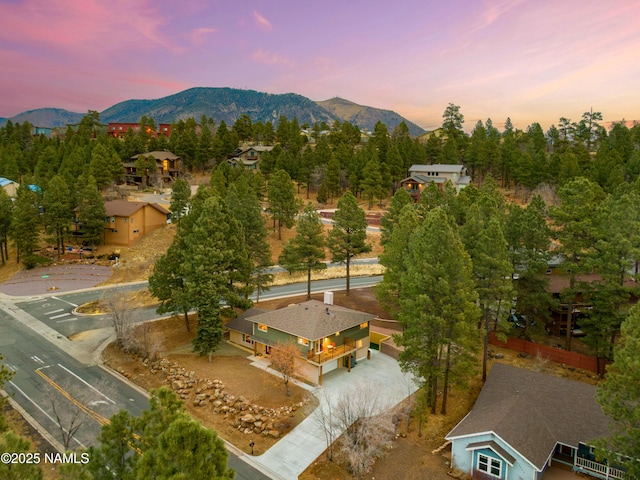 aerial view with a mountain view