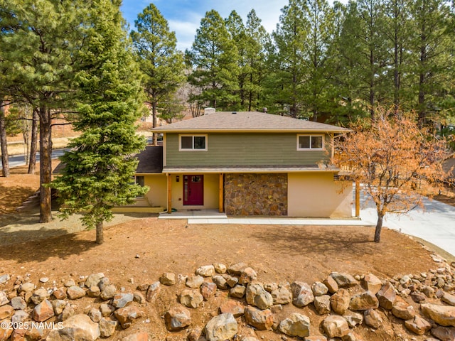 traditional-style home featuring stone siding