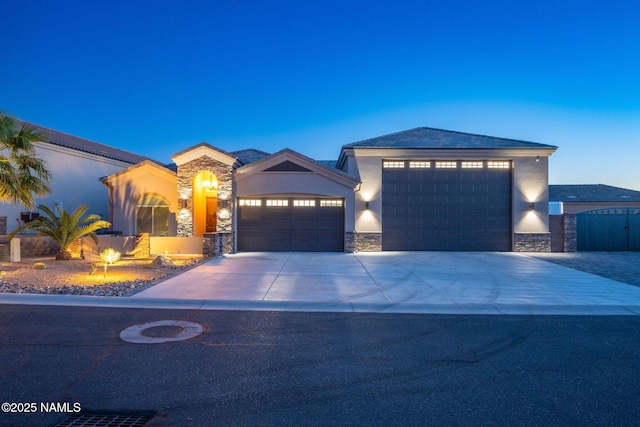 prairie-style house with a garage