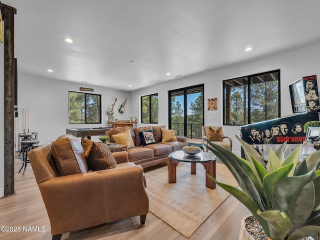 2566 S Cottonrose Ln, Flagstaff, AZ 86005 - living room with light wood-style flooring and recessed lighting