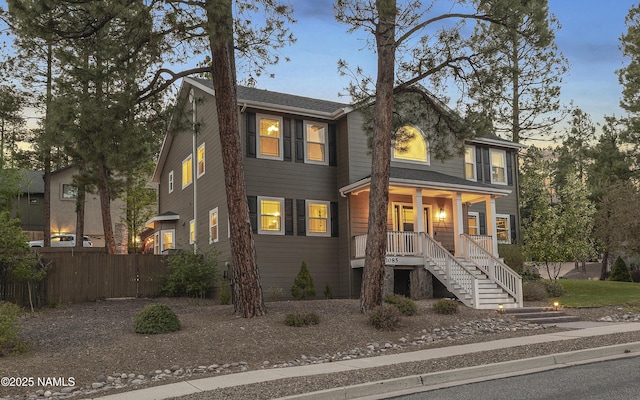 1085 N Conifer Rd, Flagstaff, AZ 86001 - view of front of house featuring covered porch and stairs