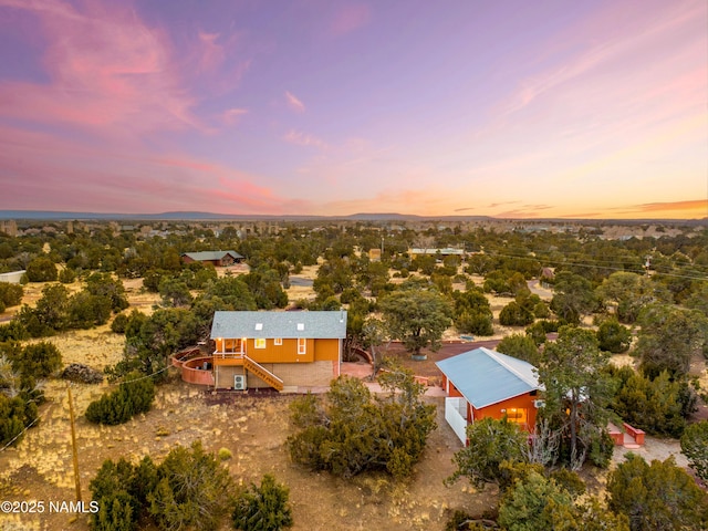 view of aerial view at dusk