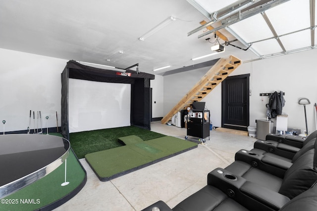 recreation room featuring golf simulator