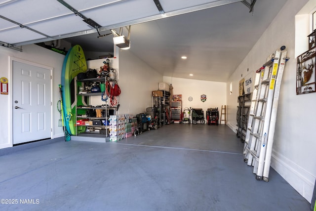 garage with a garage door opener