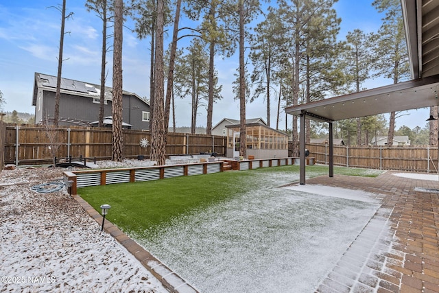 view of yard with a patio area and a fenced backyard