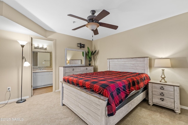 1385 W University Ave Unit 194, Flagstaff, AZ 86001 - carpeted bedroom with ensuite bath and ceiling fan