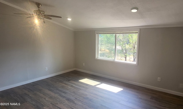3580 N Jamison Blvd, Flagstaff, AZ 86004 - spare room featuring dark wood finished floors, ornamental molding, recessed lighting, and ceiling fan