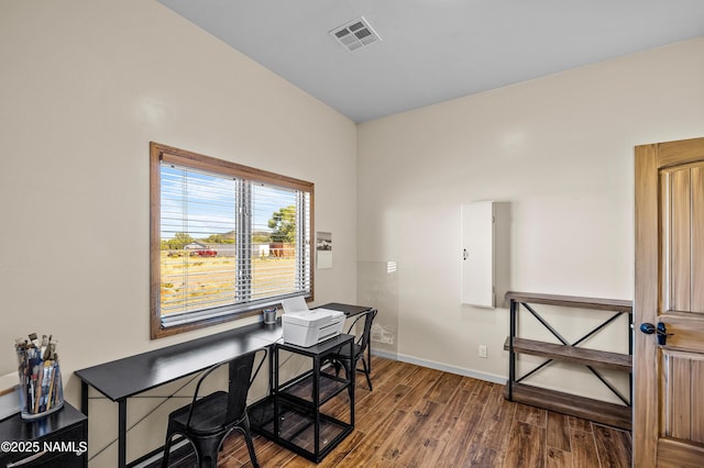 7507 Deville Ln, Flagstaff, AZ 86004 - home office with dark wood-type flooring and baseboards