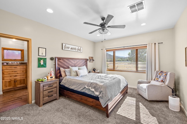 7507 Deville Ln, Flagstaff, AZ 86004 - bedroom with carpet, recessed lighting, and ceiling fan