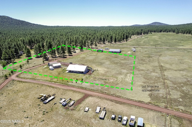 3095 E Pinetree Dr, Williams, AZ 86046 - overview of rural landscape featuring property parcel outlined and a mountainous background