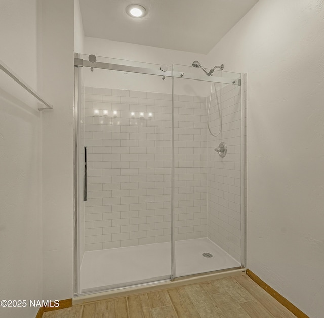 1470 W Melissa Dr, Flagstaff, AZ 86005 - full bath featuring a stall shower and wood finished floors
