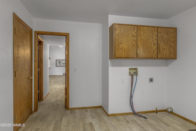 1470 W Melissa Dr, Flagstaff, AZ 86005 - laundry area with cabinet space, light wood-style flooring, washer hookup, and hookup for an electric dryer