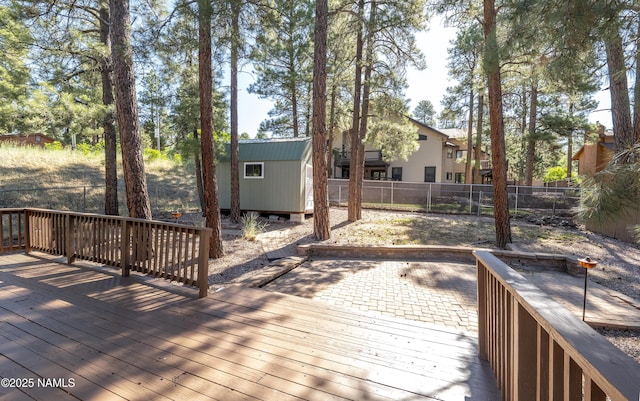 1470 W Melissa Dr, Flagstaff, AZ 86005 - wooden deck featuring a storage unit