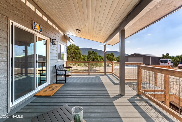 deck with a mountain view