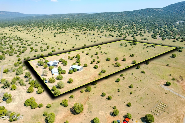 aerial view with a mountain view and a rural view