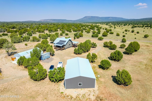 birds eye view of property with a mountain view