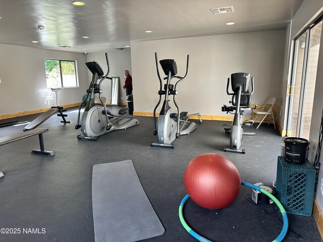 3200 S Litzler Dr Unit 3-212, Flagstaff, AZ 86005 - workout area with baseboards and recessed lighting