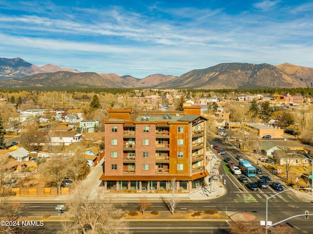 birds eye view of property featuring a mountain view