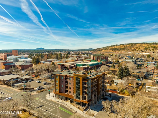 birds eye view of property with a mountain view