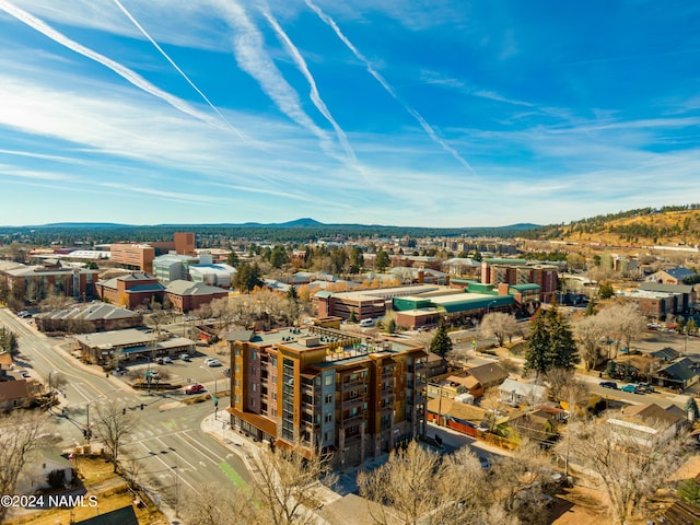 birds eye view of property featuring a mountain view