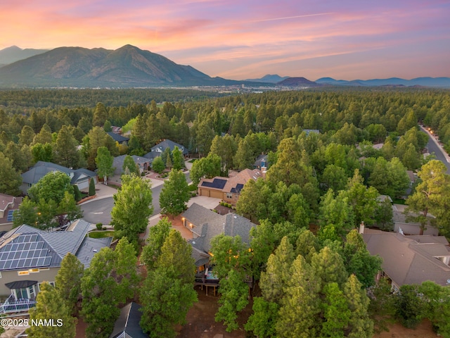 706 N Hulet Ln, Flagstaff, AZ 86004 - aerial view at dusk of a forest view, a mountain view, and a residential view