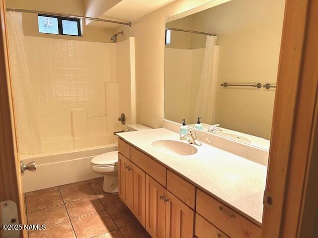 39 E Oak Dr, Munds Park, AZ 86017 - full bathroom with shower / bath combination with curtain, tile patterned flooring, vanity, and toilet
