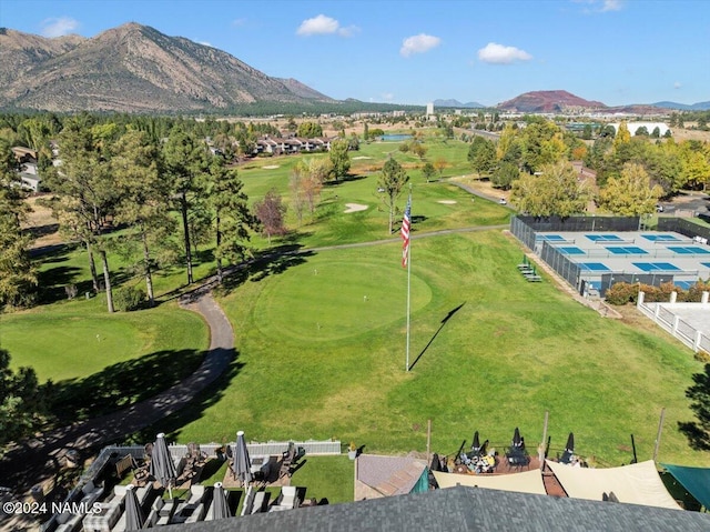 drone / aerial view with a mountain view