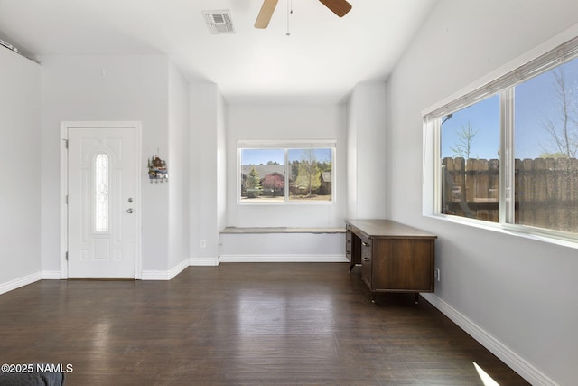 905 Hereford Dr, Williams, AZ 86046 - entrance foyer featuring ceiling fan, wood finished floors, and baseboards