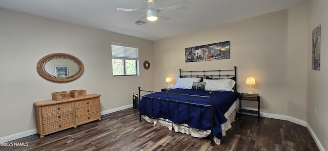 1111 W Sheridan Ave, Williams, AZ 86046 - bedroom featuring wood finished floors, baseboards, and ceiling fan